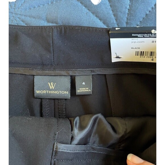 Worthington High Waist Wide Leg Trouser Pants Womens Size 4 Black Career Wear - Picture 4 of 12